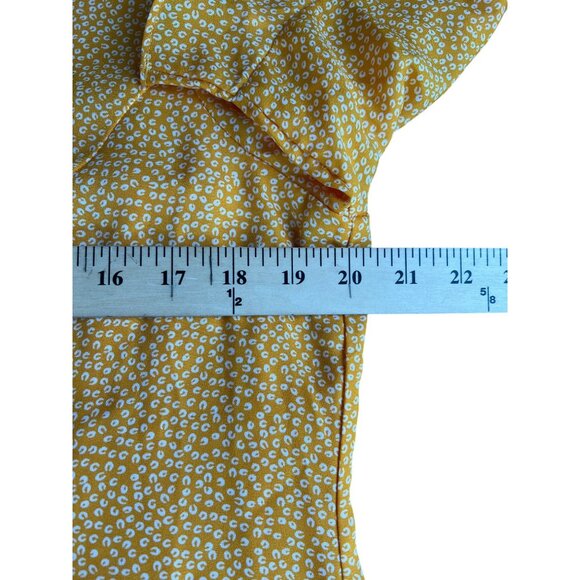 Lulus Castana Mustard Yellow Button-Up Dress With Ruffle Sleeves & Tie Back XL - Picture 5 of 16